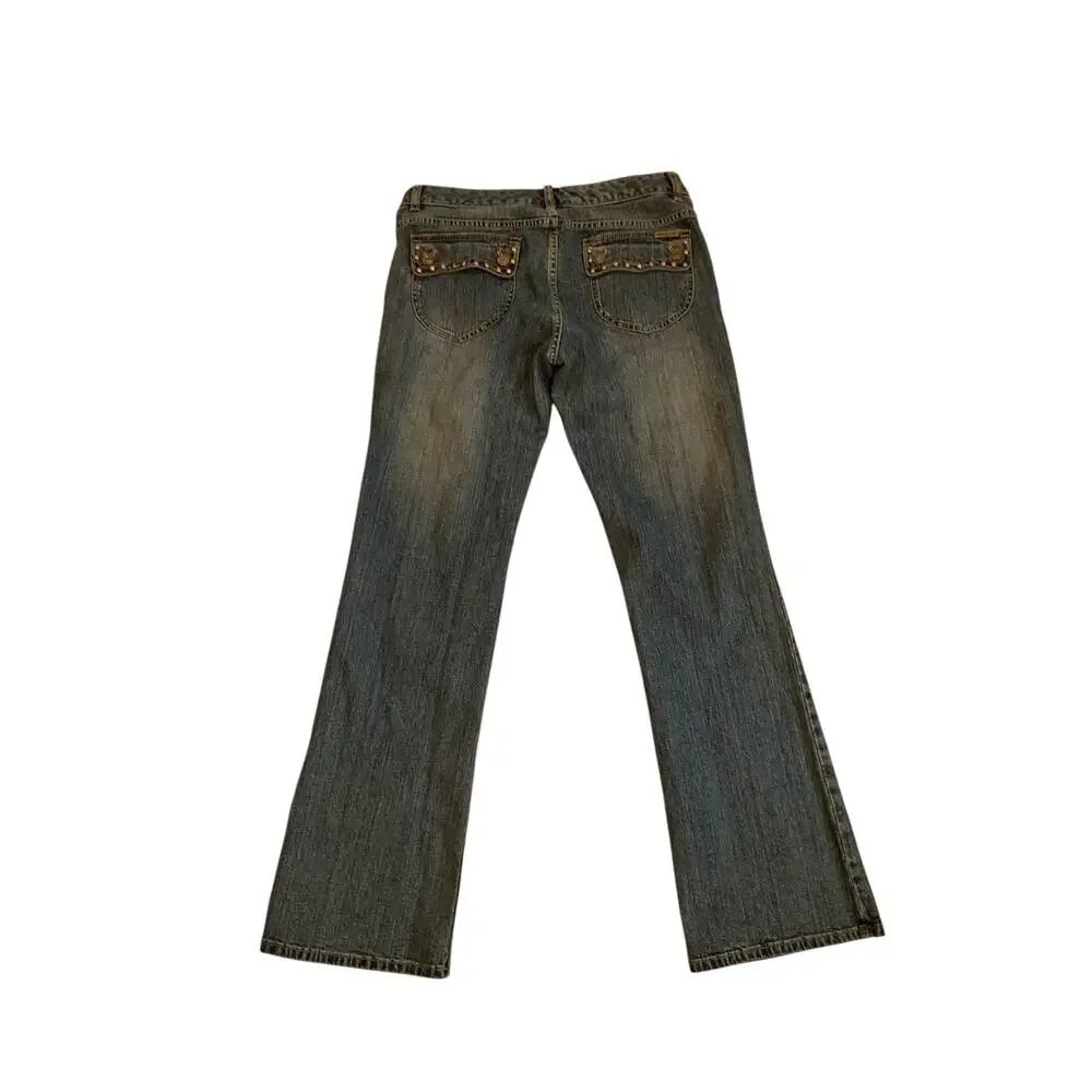 Michael Kors Embellished Bootcut Jeans Low Rise Dark Wash Blue Womens‎ Sz 10 NEW